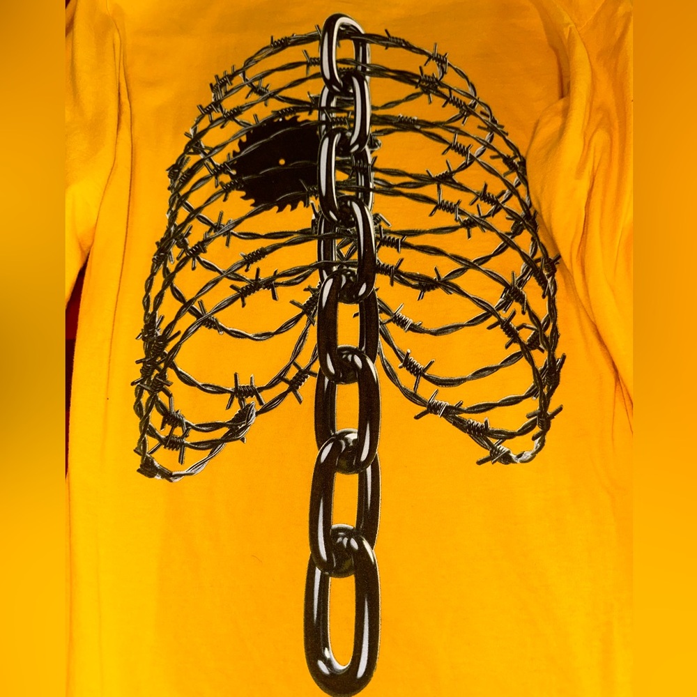 Post Malone long sleeve barbed wire tee bright yellow size small women’s…